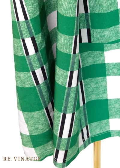 草地綠格紋平口長洋裝10