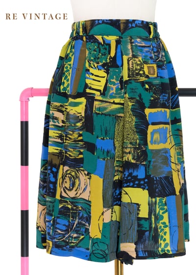 抽象畫色塊派對高腰寬版短褲（26-30"）9