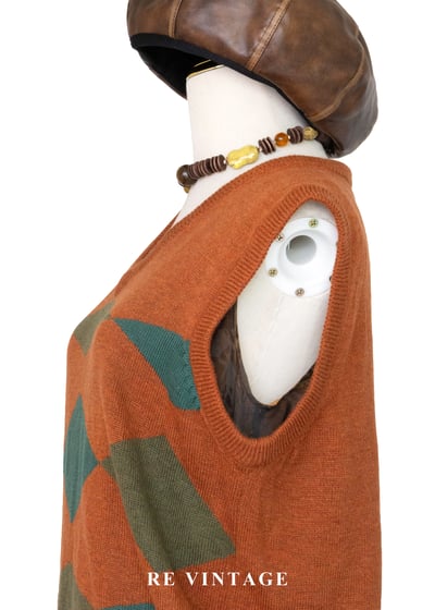 橘x綠 森林影子落日毛衣背心8