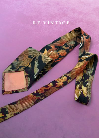 巴洛克式浪漫焦糖色玫瑰印花領帶9