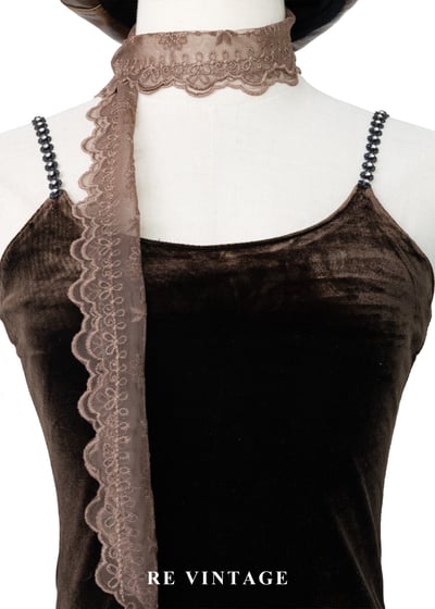 必備單品 - 小花亮鑽巧克力色絨布背心3