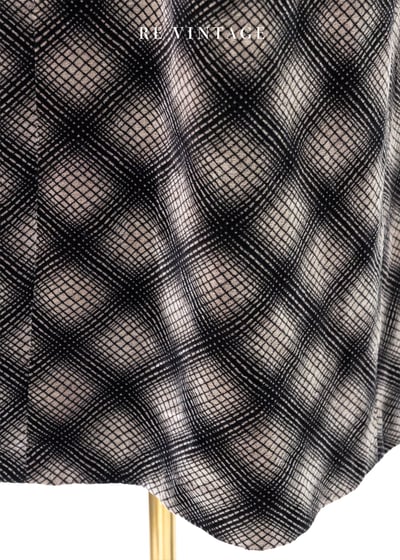 黑線灰灰菱格紋路絨布長裙（27"）11