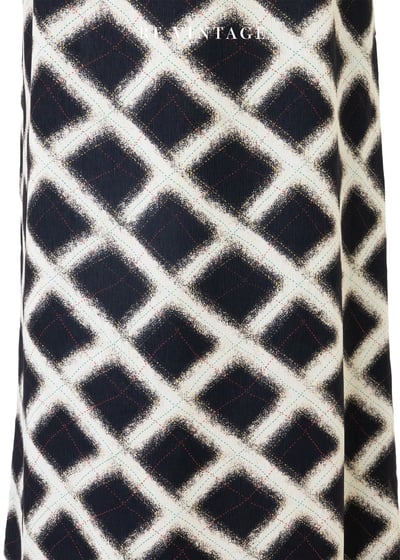 石墨方格三色線條長裙（29"）4