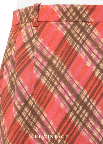 珊瑚紅菱格紋可愛長裙（28"）5