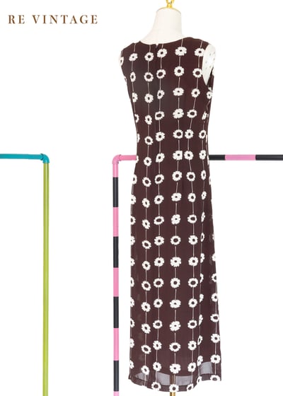 Floral Curtain 牛奶巧克力色雪紡長洋裝6