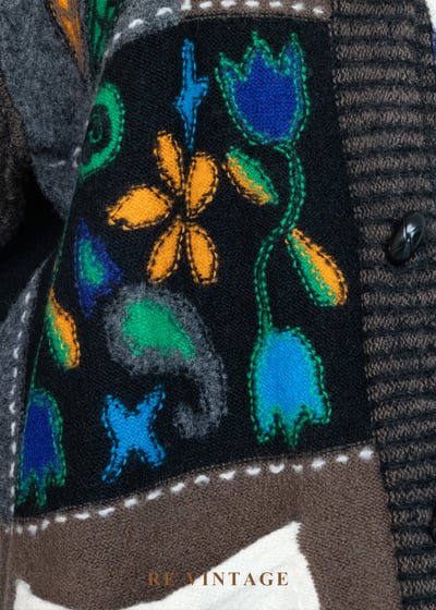 拼貼夢境撞色刺繡針織毛線外套9