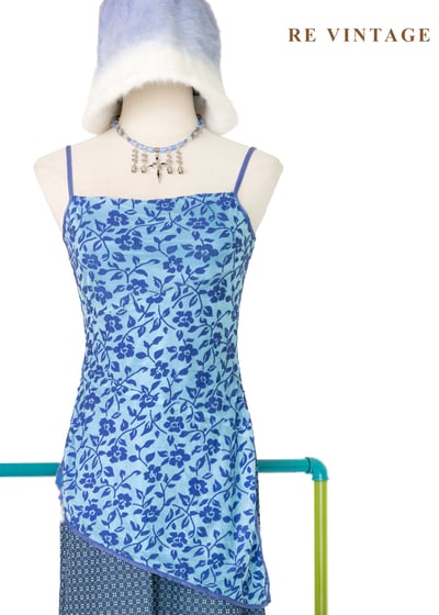 不對稱花朵蔓生細肩帶背心1