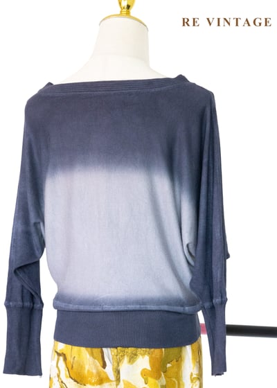 藍墨染漸層雲霧飛鼠袖針織上衣8