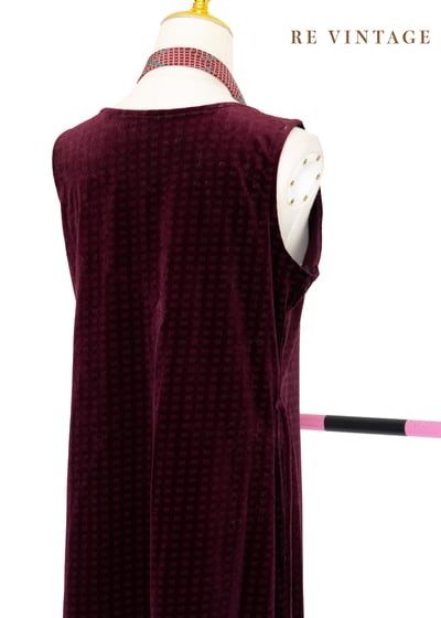 紅酒色格紋絨布洋裝10