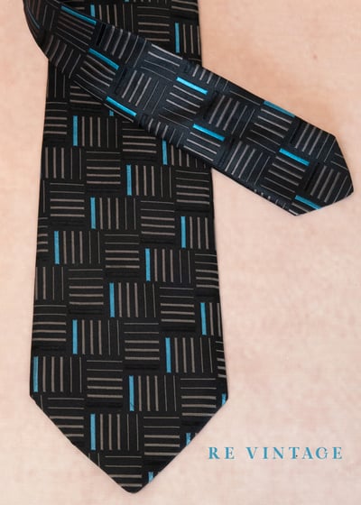 微光藍方格城市窗口領帶5