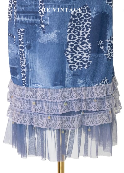 野性拼貼仿牛仔紋美裙（27"）4