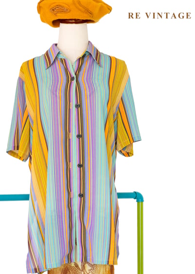 嘉年華條紋短袖襯衫1