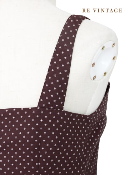 Mini 小花巧克力色吊帶短洋裝12