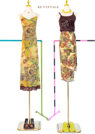 巧克力色精緻花影絨布小背心2