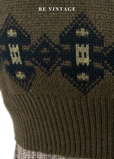 橄欖綠山型民族圖騰針織毛線衣10