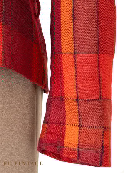 『歐洲寶物』法國製 - 氣質出眾的橘紅色不規則格紋西裝外套8