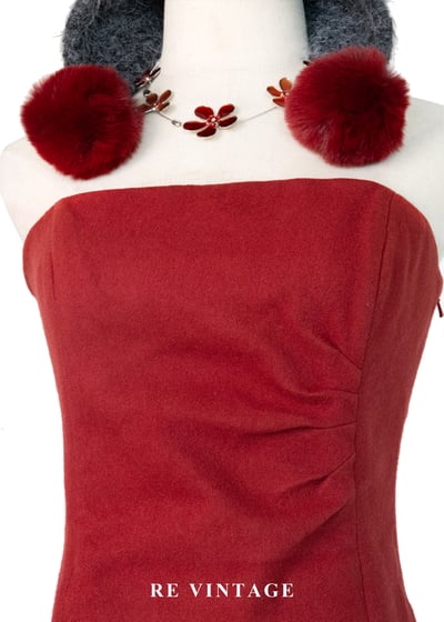 宣言單品 - 90s 超模蔓越莓紅抹胸迷你洋裝3