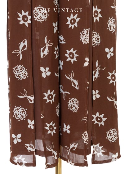 巧克力手繪小白花高腰開衩長褲（23"）8