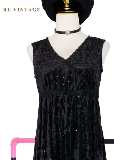 無聲流星黑絨迷你洋裝9