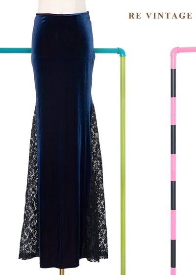  微光紅深藍蕾絲魔女長裙（28-30"）10