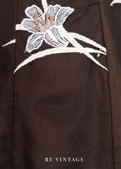 白花香氣咖啡棕網紗迷你洋裝10