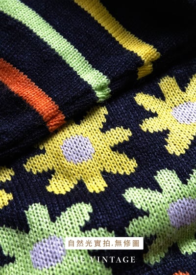 三色小花可愛的針織毛衣12