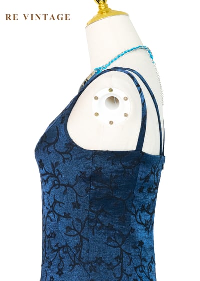 藤蔓藍光銀河優雅細肩帶長洋裝10