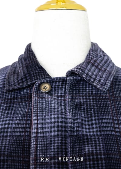 深藍紫色格紋絨布夾克外套3