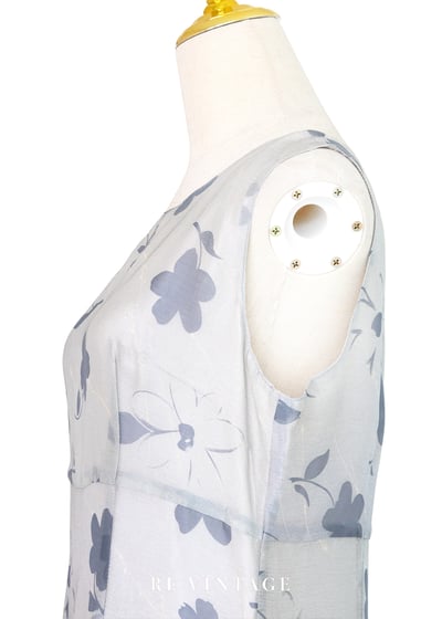 黃昏灰霧漸層飄逸灰花長洋裝9