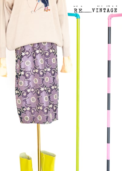 藕色小花排排站中長裙4