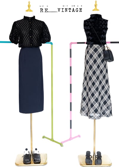 黑白黑白菱格長裙2