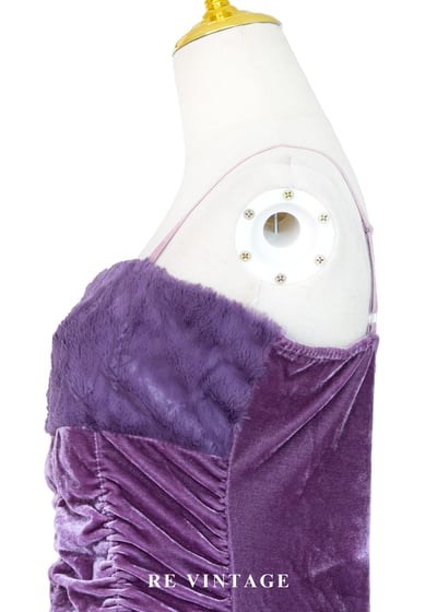 紫夜霓虹毛絨拉皺細肩帶背心8