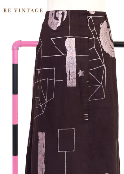 芋頭巧克力色幾何圖形中長裙（27"）9