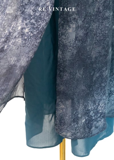 藍灰水墨渲染雙層布料長裙（28"）7