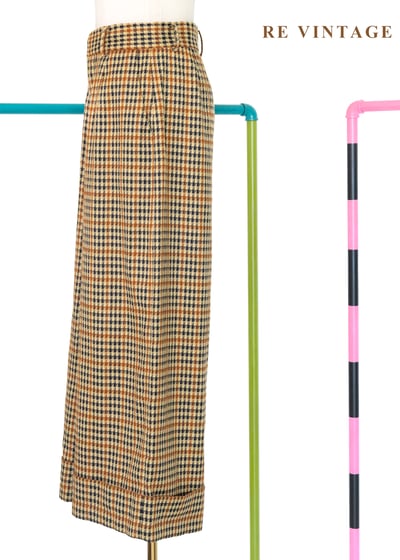 紳士偵探千鳥格高腰寬版長褲（24"）7
