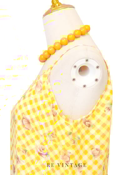 檸檬玫瑰格紋細肩帶迷你洋裝10