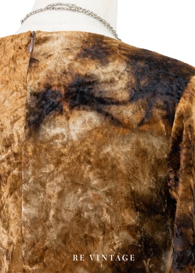 Tie dye金棕色絨布美美短洋裝11