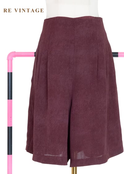 酒紅斑駁紋路高腰寬版五分褲（29"）1