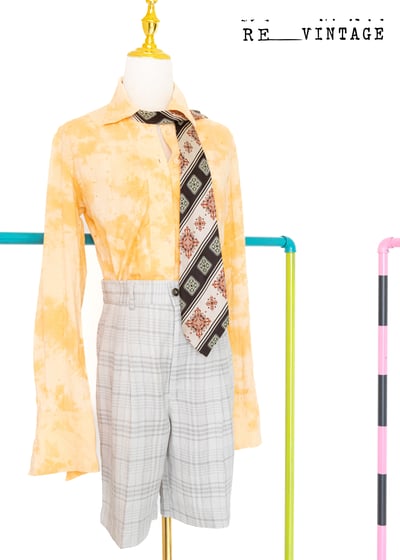 淺灰小格紋西裝短褲2