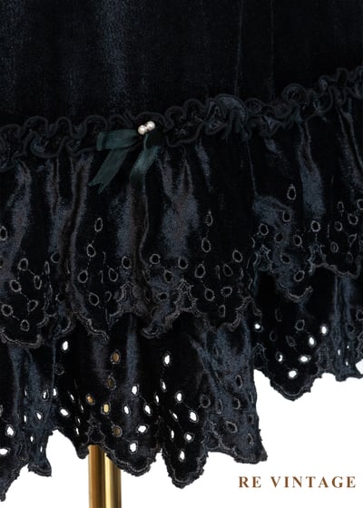 法式雕花疊層黑絨長裙（27)6