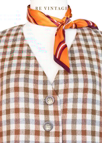 栗子棕橘色格紋西裝背心3
