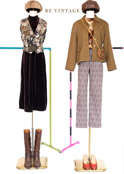 雙印花古典氣質中腰直筒褲（25"）2