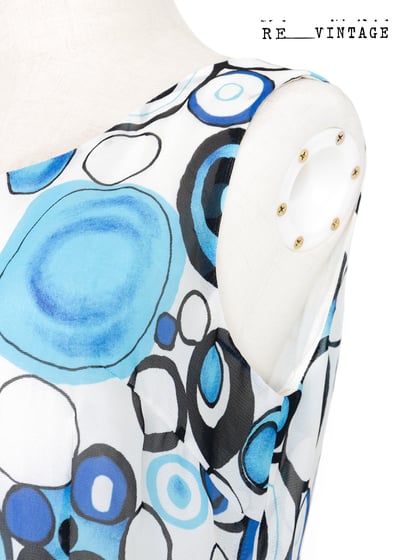 水藍普普圈圈夏日長洋裝10