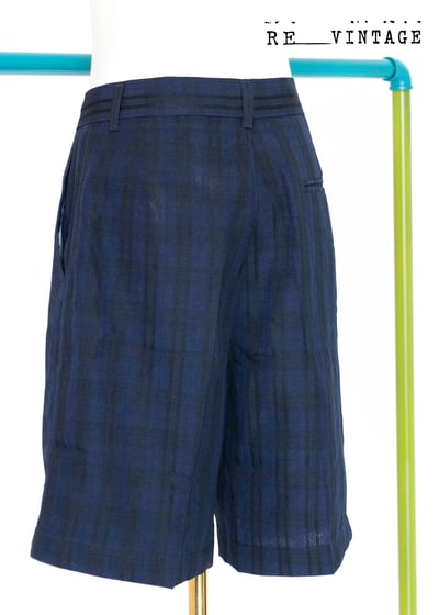 深藍色線條高腰西裝短褲（26"）5