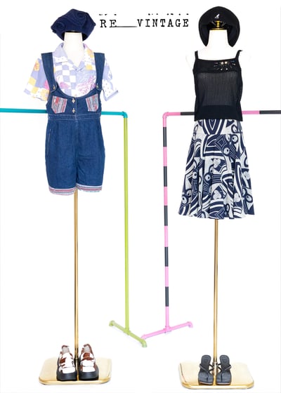 嬉皮圖騰寬版牛仔吊帶短褲2