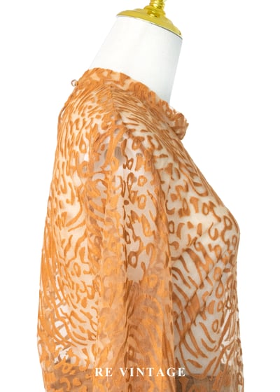 橘子色野性豹紋透膚上衣7