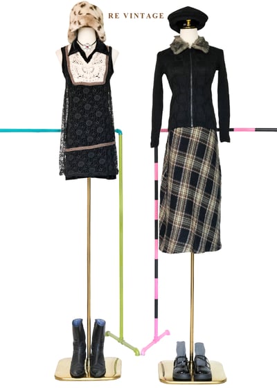 棋盤格紋毛領針織外套2