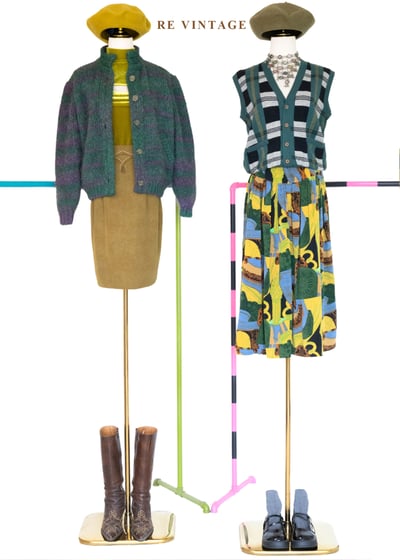 芥末黃綠色斑紋高腰短裙（26"）2