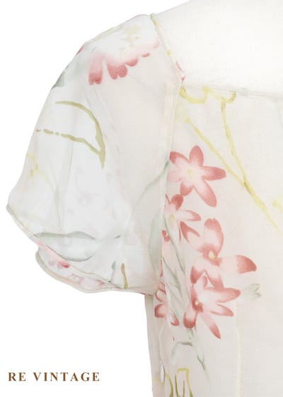 田園碎花方領透膚花卉長洋裝13