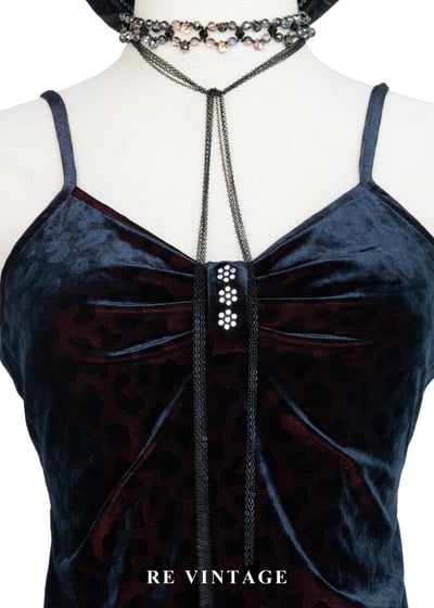 紅光豹紋絨布細肩帶背心4